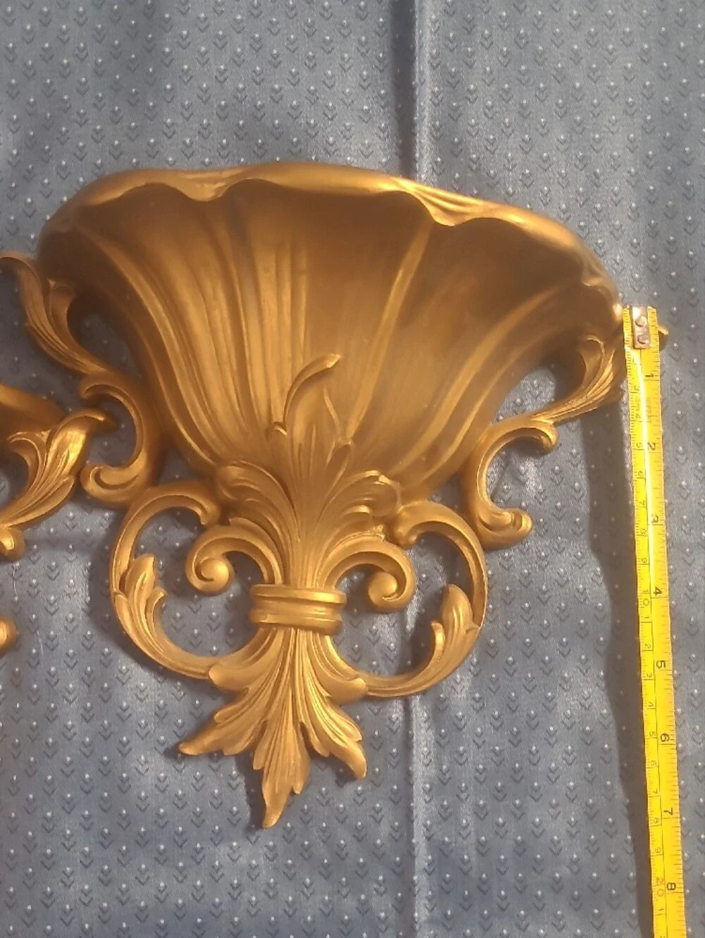 Ornate Gold Wall Sconces Pair - Decorative Shell Design